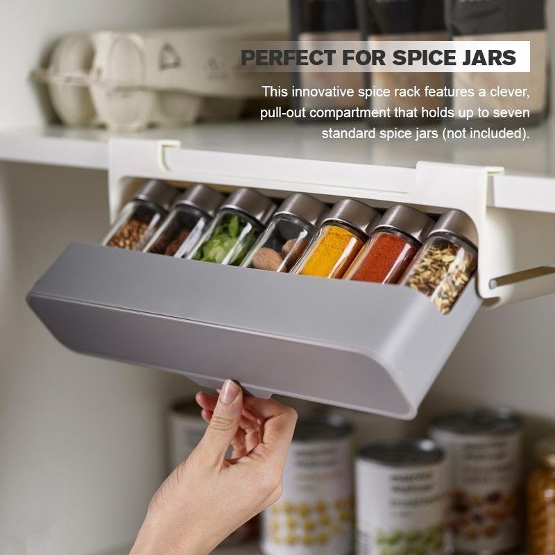Self adhesive wall hanging spice bottle storage rack