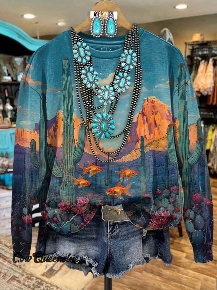 Western Print Casual Sweatshirt Multicolor / S