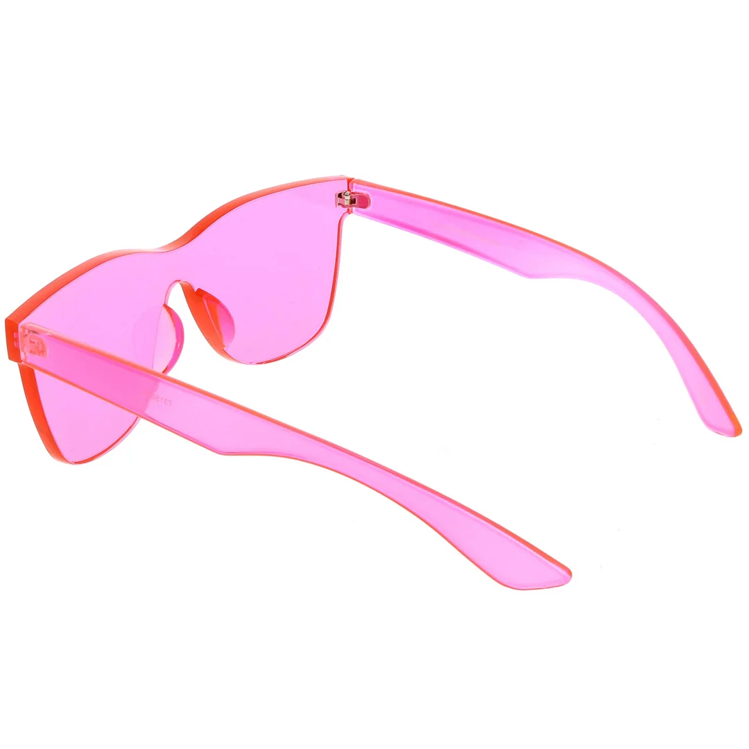 Rimless Horn Rimmed Mono Block glasses With Colorful One Piece PC Lens 68mm