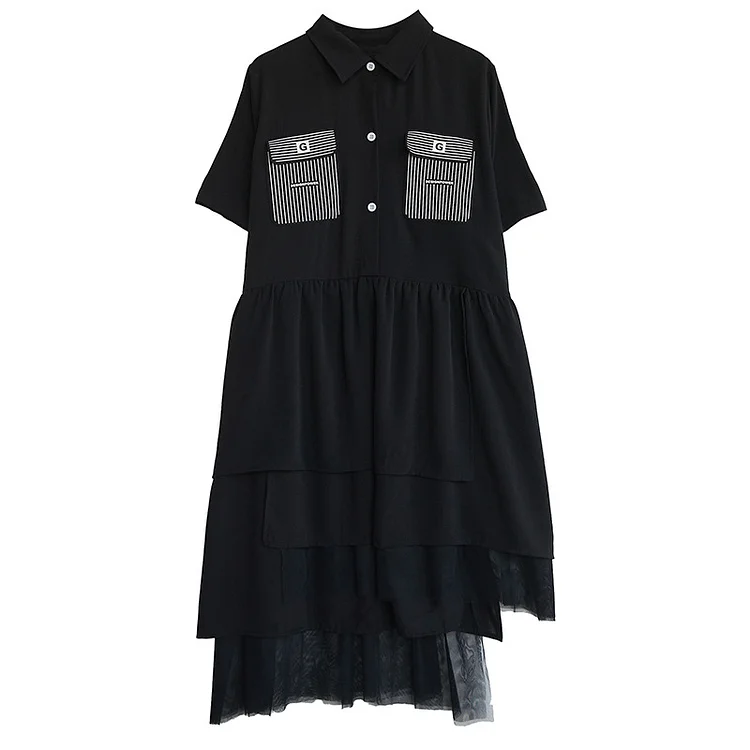 Urban Style Mesh Splicing Midi Dress - yankia