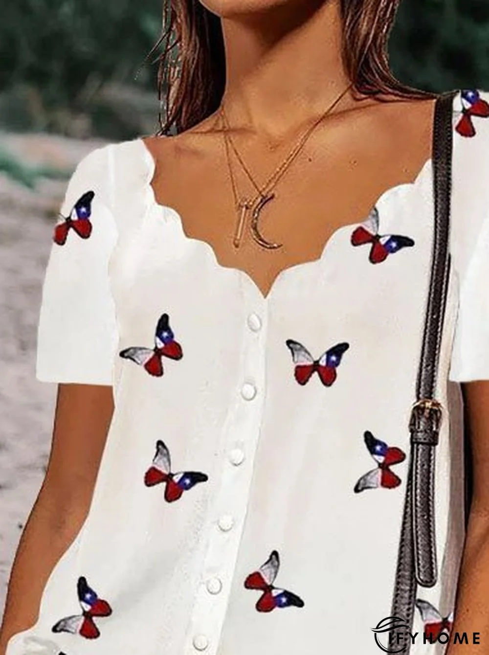 short sleeve shirt in flag colors with a butterfly pattern | IFYHOME