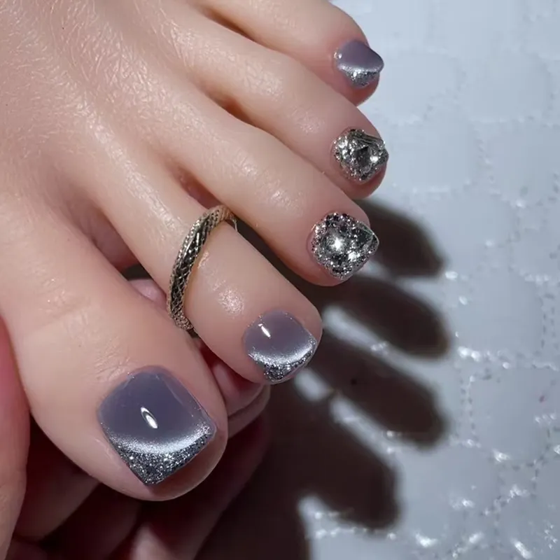 Churchf Churchf Eye Fine Flash Nail Piece Wearing Armor Thin Flash Removable Toenail Piece Fingernail Patch 24 Pieces
