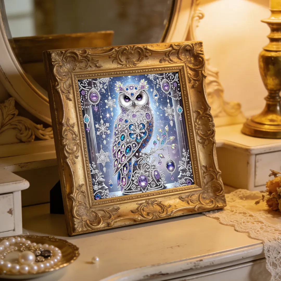Diamond Painting - Partial Special Shaped Drill - Crystal Snow Owl(Canvas|30x30cm)