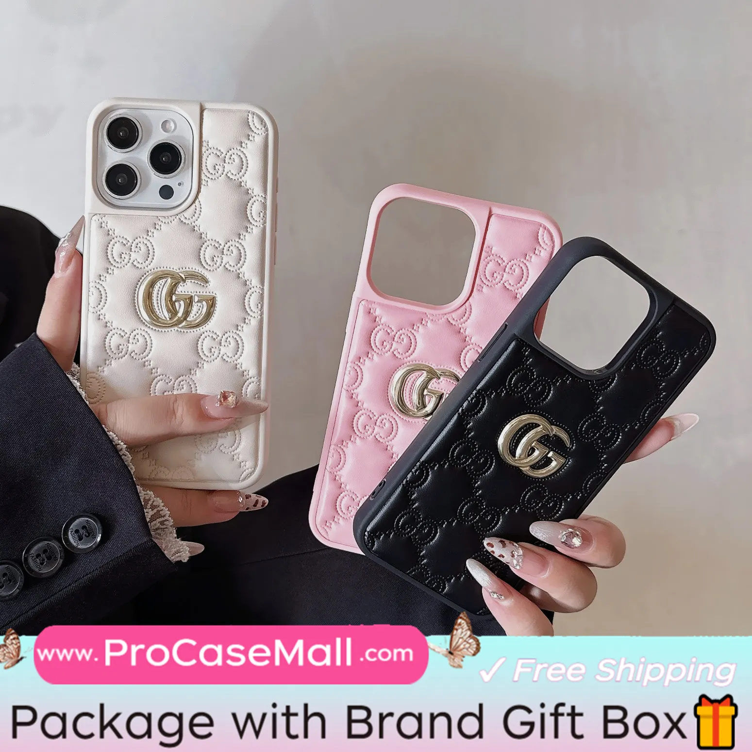 Gucci Embossed Lambskin Ophidia GG Luxury Apple iPhone Case