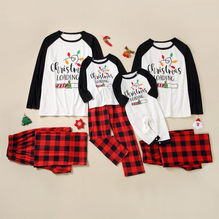 Christmas Loading Letter Printed Pattern Parent-child Family Pajamas Set