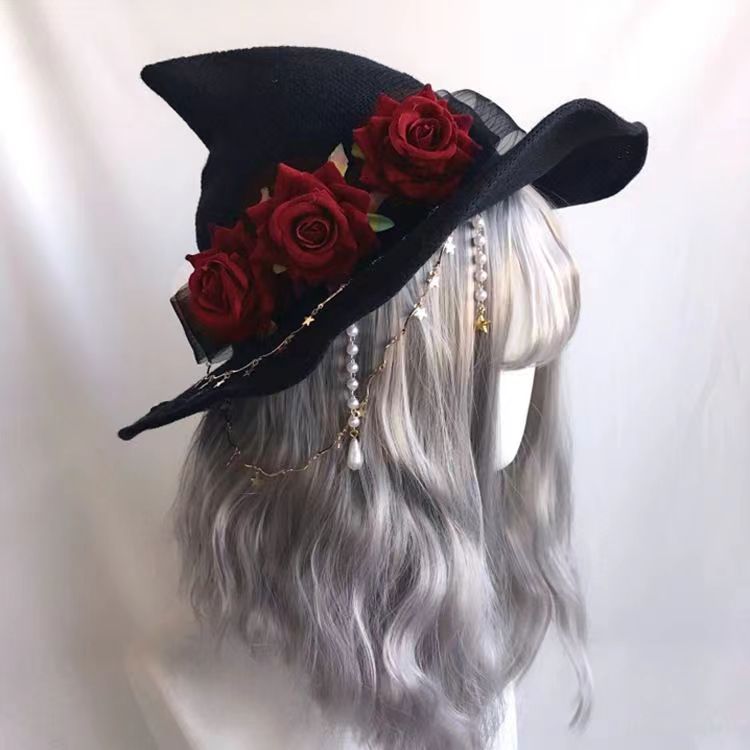 Gothic Lolita Hat Rose Chain Polyester Multicolor