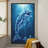 Crystal Blue Dolphin Full 11CT DIY Stamped Needlework Embroidery Kit Large Size 15.74x27.56inch Embroidery Needlepoint Starter Kits Cross Stitch Art and Crafts Kits for Beginners Home Decor