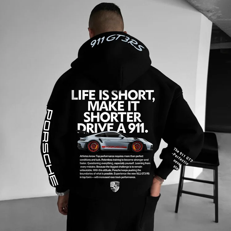 Vintage Hoodies Racing Car Print Hoodie Oversized Long Sleeved Hooded Pullover at Hiphopee