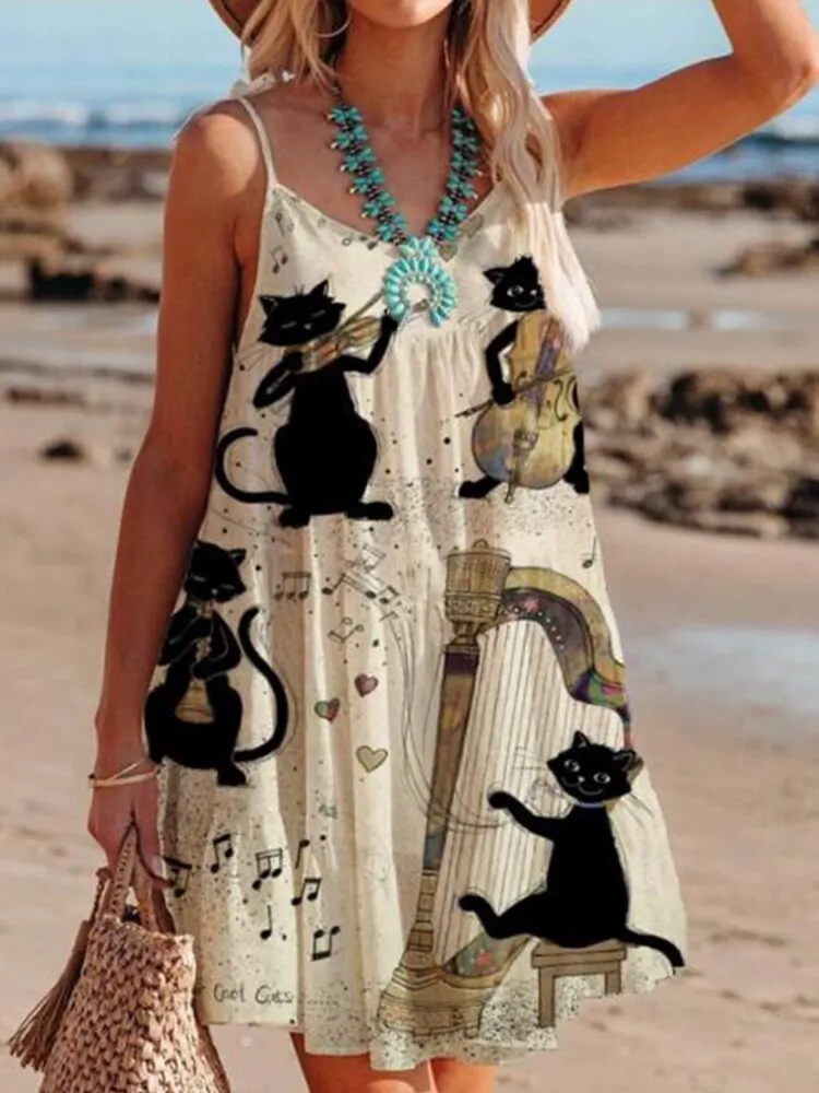 Breakj Spring O Neck Loose Sling Beach Dress Sexy Off Shoulder Hollow Boho Dress Women Retro Pattern Print Patchwork Summer Mini Dress