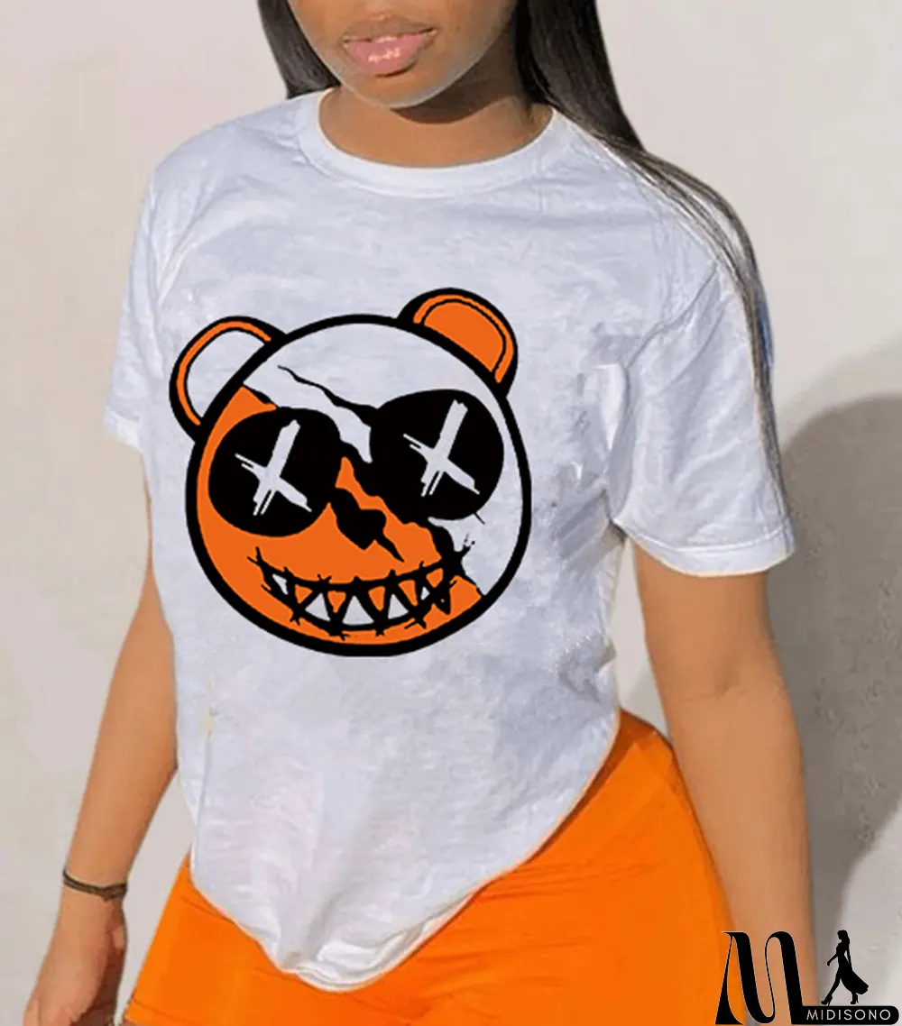 MidiSono - Beaded Round Neck T-shirt