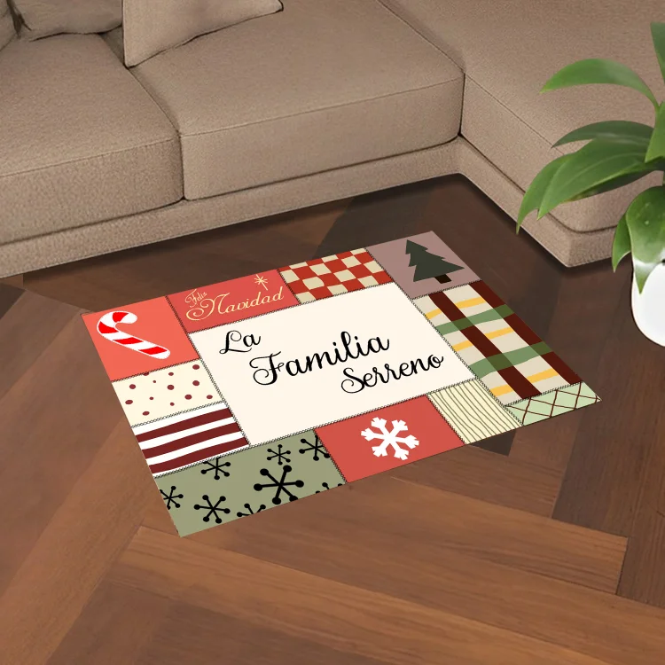 Navidad-felpudo/alfombra de entrada elementos de navidad personalizado con 1 texto