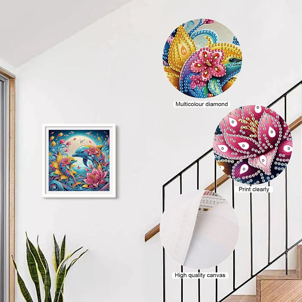 Diamond Painting - Partial Special Shaped Drill - Dolphin(Canvas|30*30cm)