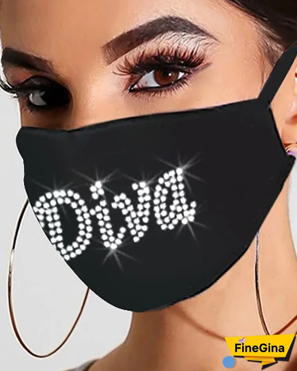 Bling Rhinestone Letter Pattern Face Mask