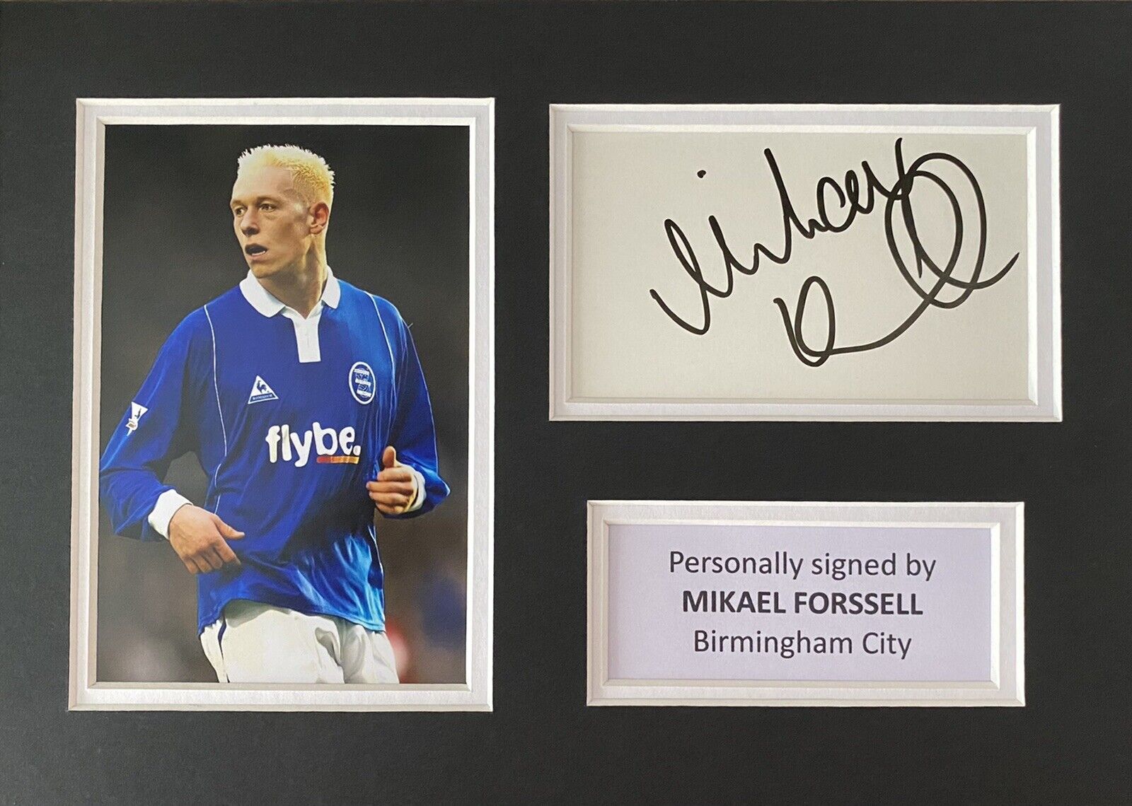Mikaell Forssell Hand Signed White Card In A4 Birmingham City Mount Display