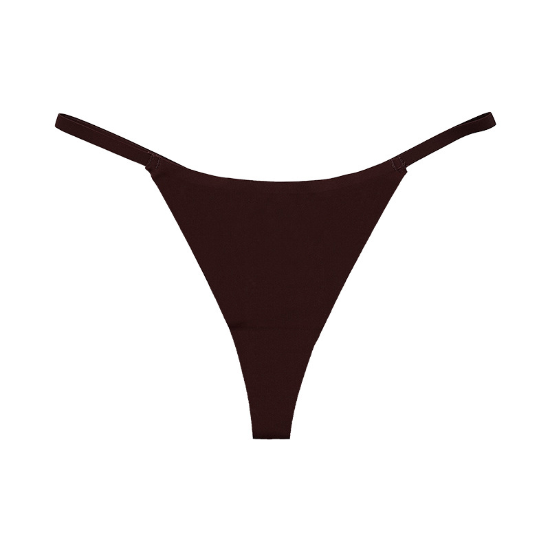 Lidudu Women Seamless Underpants Ice Silk Thongs Sexy Low Waist Bikini T-back Female Solid Color Traceless G-String Panties