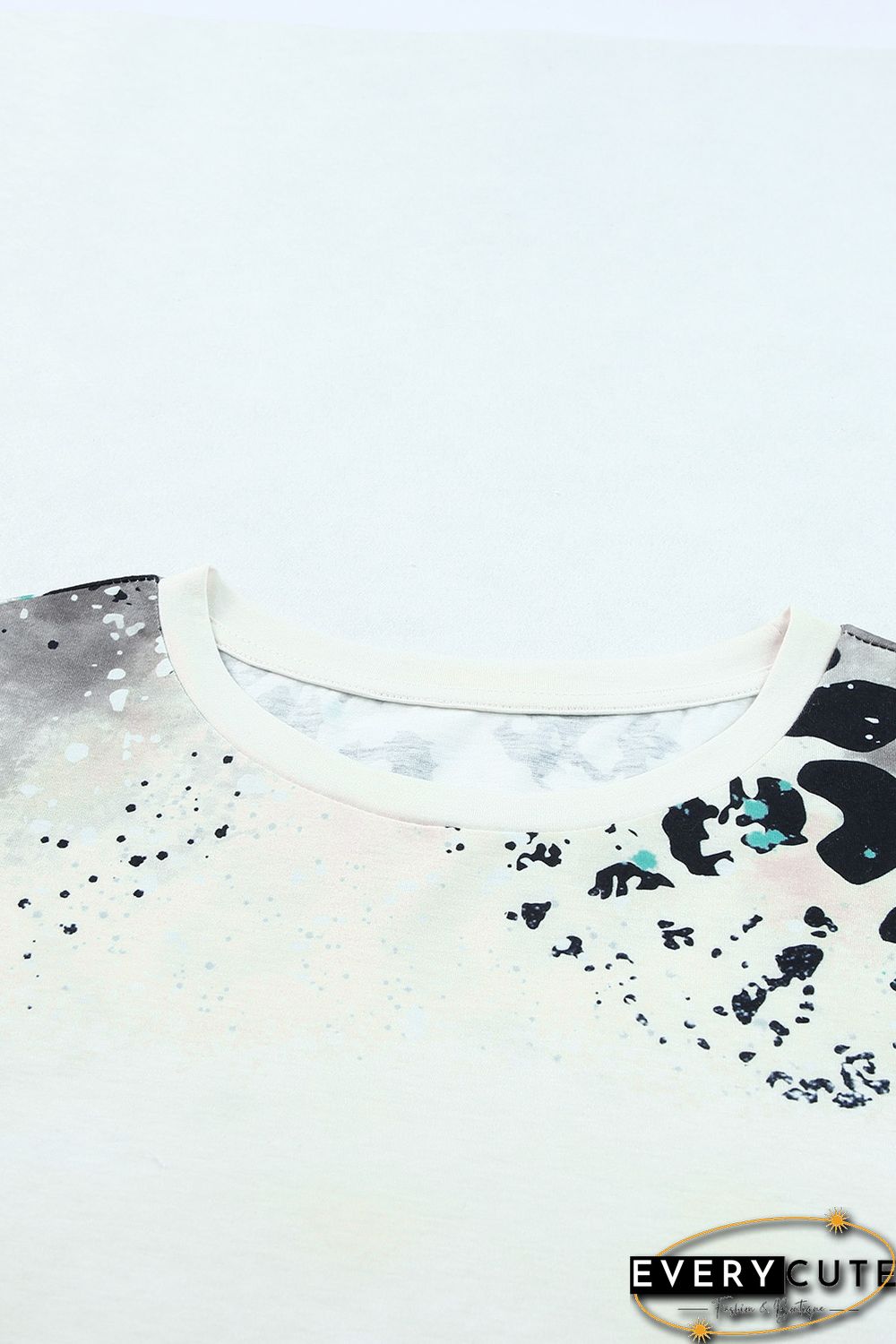 Sky Blue Leopard Tie-dye Bleached T-shirt