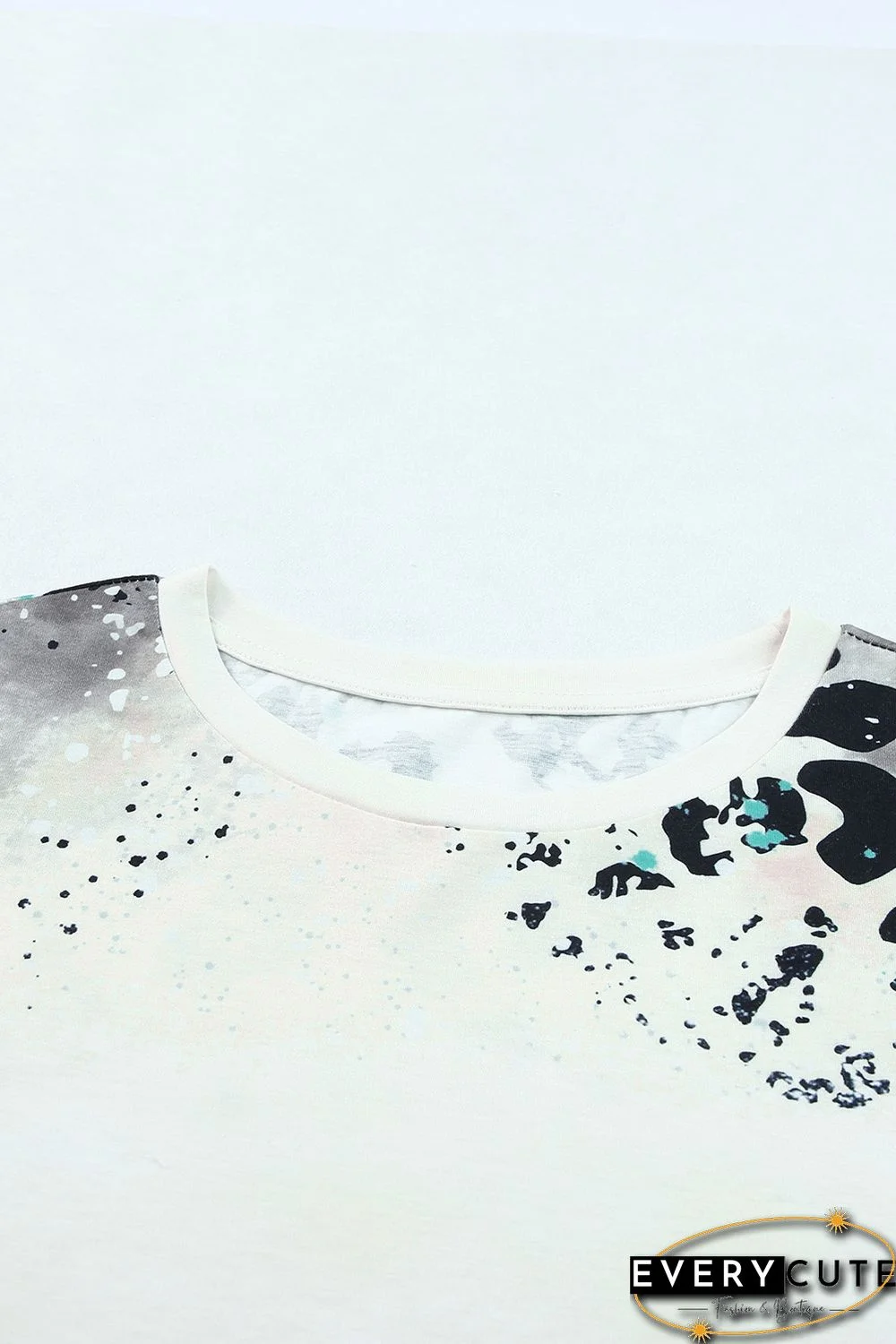 Sky Blue Leopard Tie-dye Bleached T-shirt