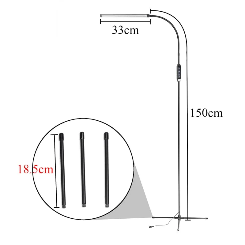 Hot Sale EU/US Plug Indoor Adjustable Height Floor Lamps For LED Light Clamp Dimmable Reading Desktop Lamp Tripod Study Room