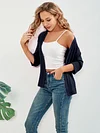 Open Front Solid Cardigan with 3/4 Sleeves, Elegant Spring/Summer Women's Clothing
