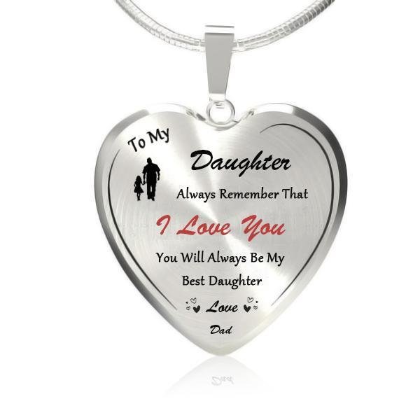 Mayoulove To My Best Daughter (Love Dad) Heart Necklace-Mayoulove