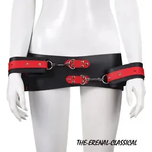 pornhint Pornhint Red Black Adjustable PU Leather Belt Body Handcuff Harness Restraint Accessories