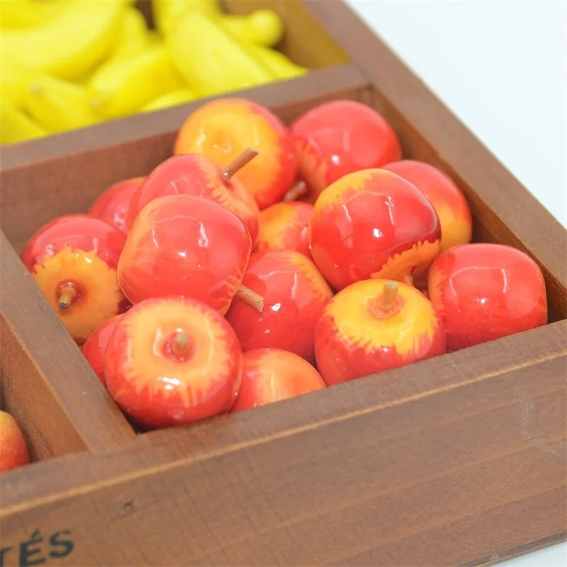 30pcs 2CM Mini Apple Artificial Fruits Vegetables For Wedding Home Decoration DIY Simulation Chrismas Gift Fake Fruit Craft