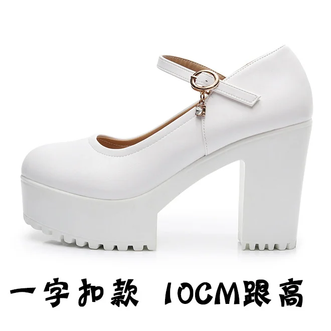 Breakj Breakj Head Shallow Mouth 8CM High Heels Waterproof Table Thick-Bottomed Cheongsam Shoes Model Show Shoes Magic Sticky Women Singles Shoes