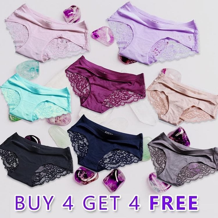 Pearlescent cloth lace stitching sexy panties[Buy 4 get 4 free]
