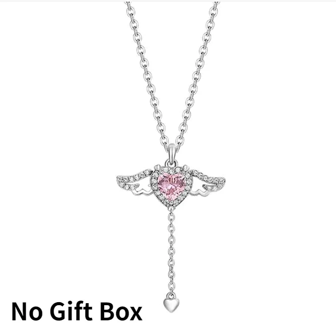 Cupid Moving Heart Love Little Angel Wings Necklace Birthday Gift SP18242