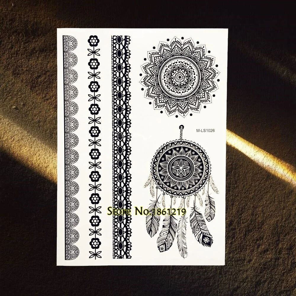 25 Styles Popular Black Temporary Tattoo Fake Dandelion Fairy Tatoo Women Lady Body Art Decals Waterproof Henna Tattoo Stickers