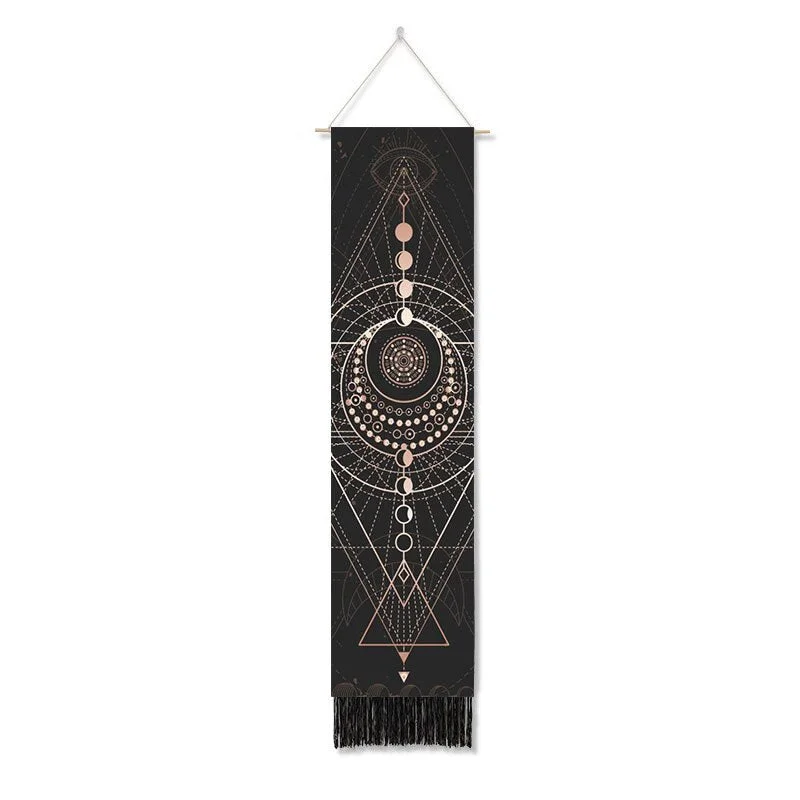 Black Tarot Card Constellation Tapestry Wall Hanging Astrology Divination Phase Tapestries Home Bedroom Office Galaxy Decor