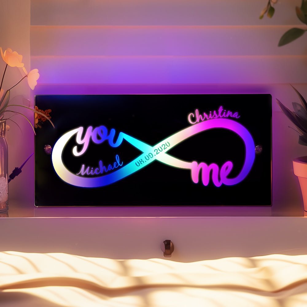 Loveyoufancy Personalized acrylic mirror name light Infinity Love Gift For Couples