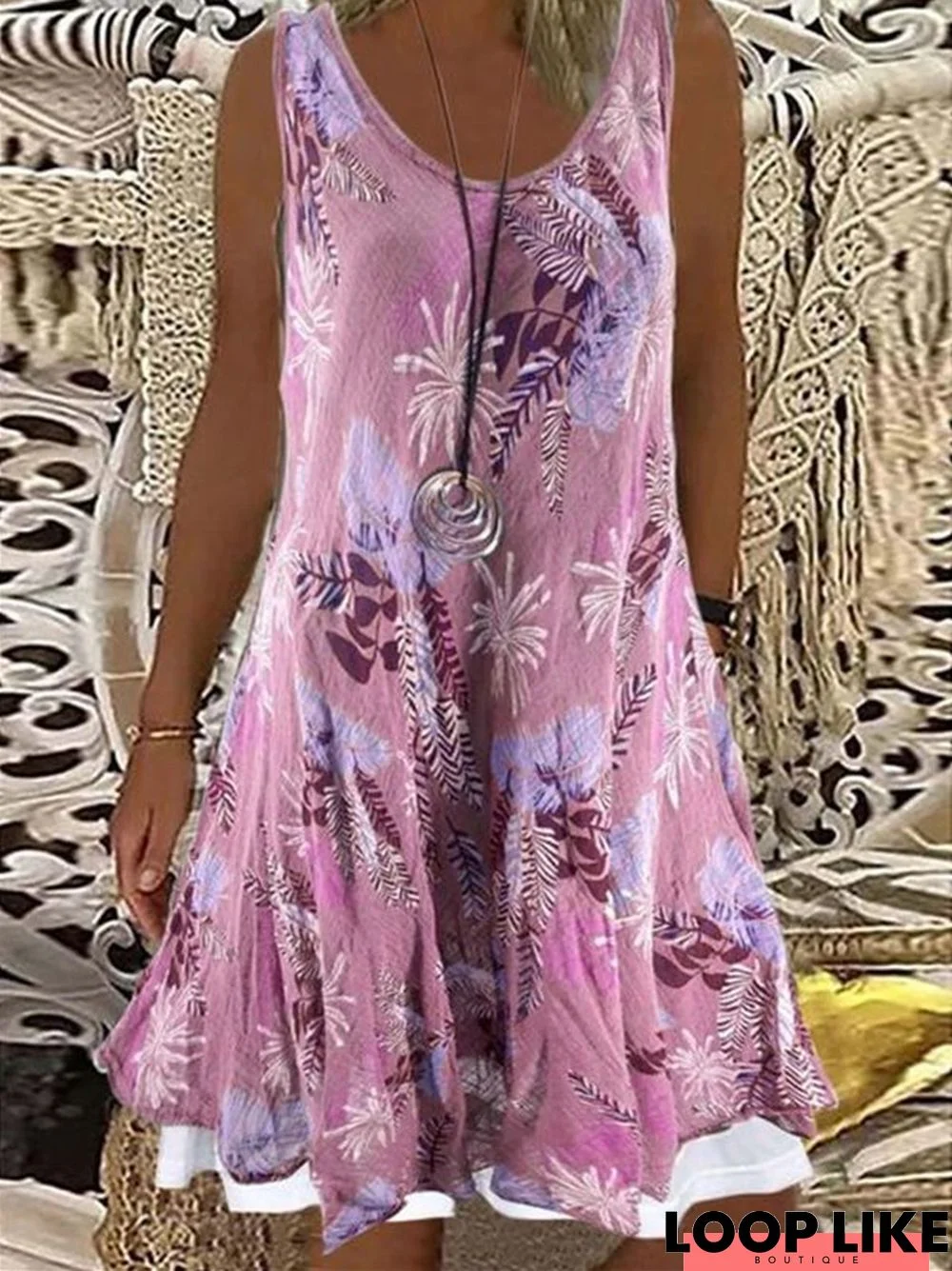 Printed Vest Dress Casual Dresses