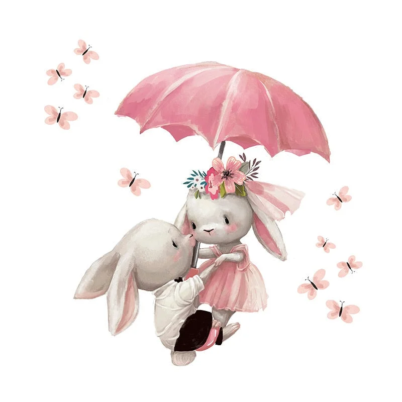 Watercolor style cartoon bear Bunny Wall Stickers for Bbay Nursery Room Decoration Wall Decals for Kids Room Decor PVC Matte 515