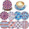 (US Only)8pcs DIY Red and Blue Pattern Full Drill Diamond Coaster for Adult Office Coffee
