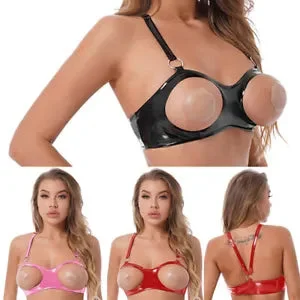 pornhint Pornhint Womens Cage Bra Harness Elastic Hollow Out Latex Tops Lingerie Cupless Underwear