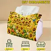(24cm)Diamond Art Tissue Box DIY PU Napkin Cover for Home(Sunflowers and mom)