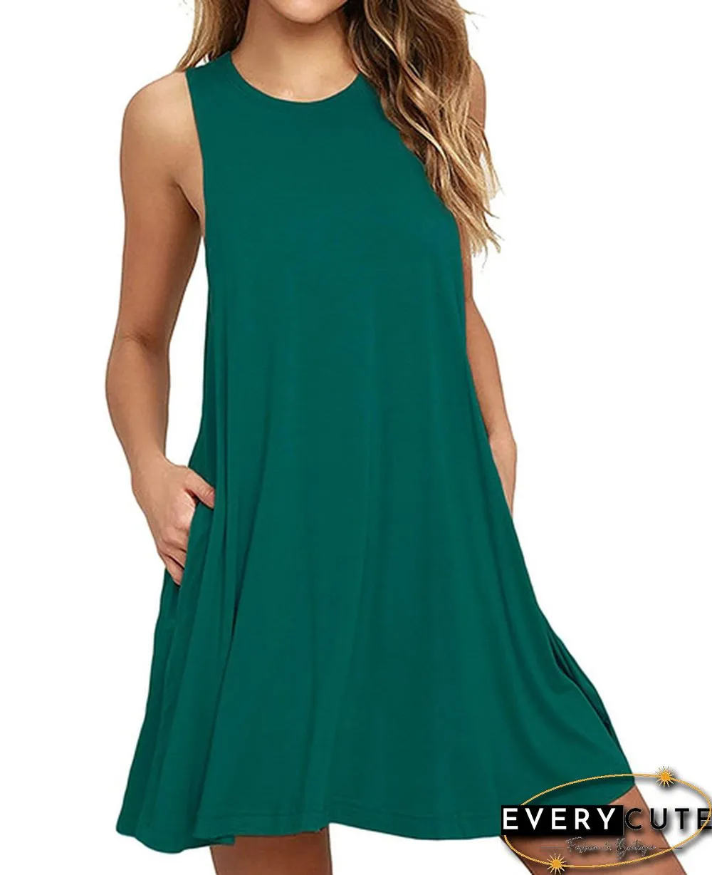 Plus Size XS-8XL Summer Women Casual Round-neck Solid Color Loose Sleeveless Beach Tank