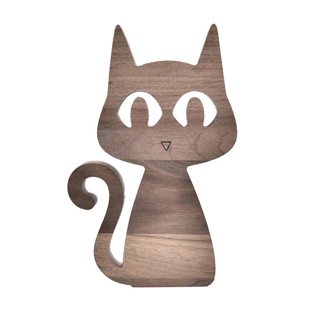Wooden Cat Figurines Decoration Handmade Desktop Sculpture Craft Cute Cat Home Office Decor Gifts For Cat Lovers