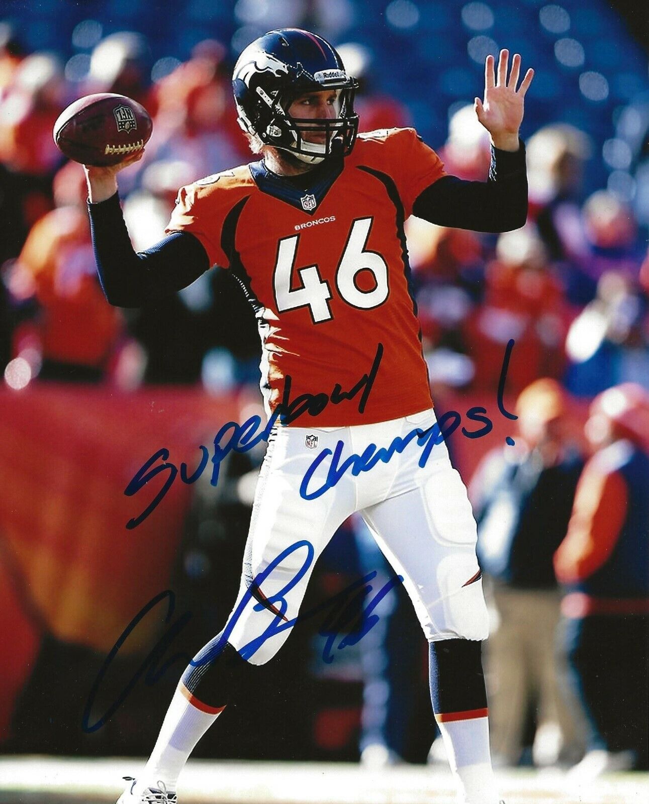 Aaron Brewer signed Denver Broncos 8x10 Photo Poster painting autographed W/ Super Bowl Champs