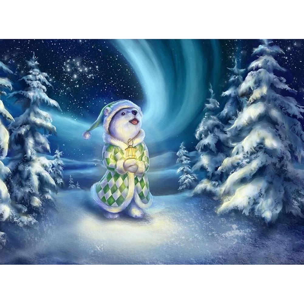 

40x30cm Round Drill Diamond Painting-Upright Rabbit in Snow, 501 Original