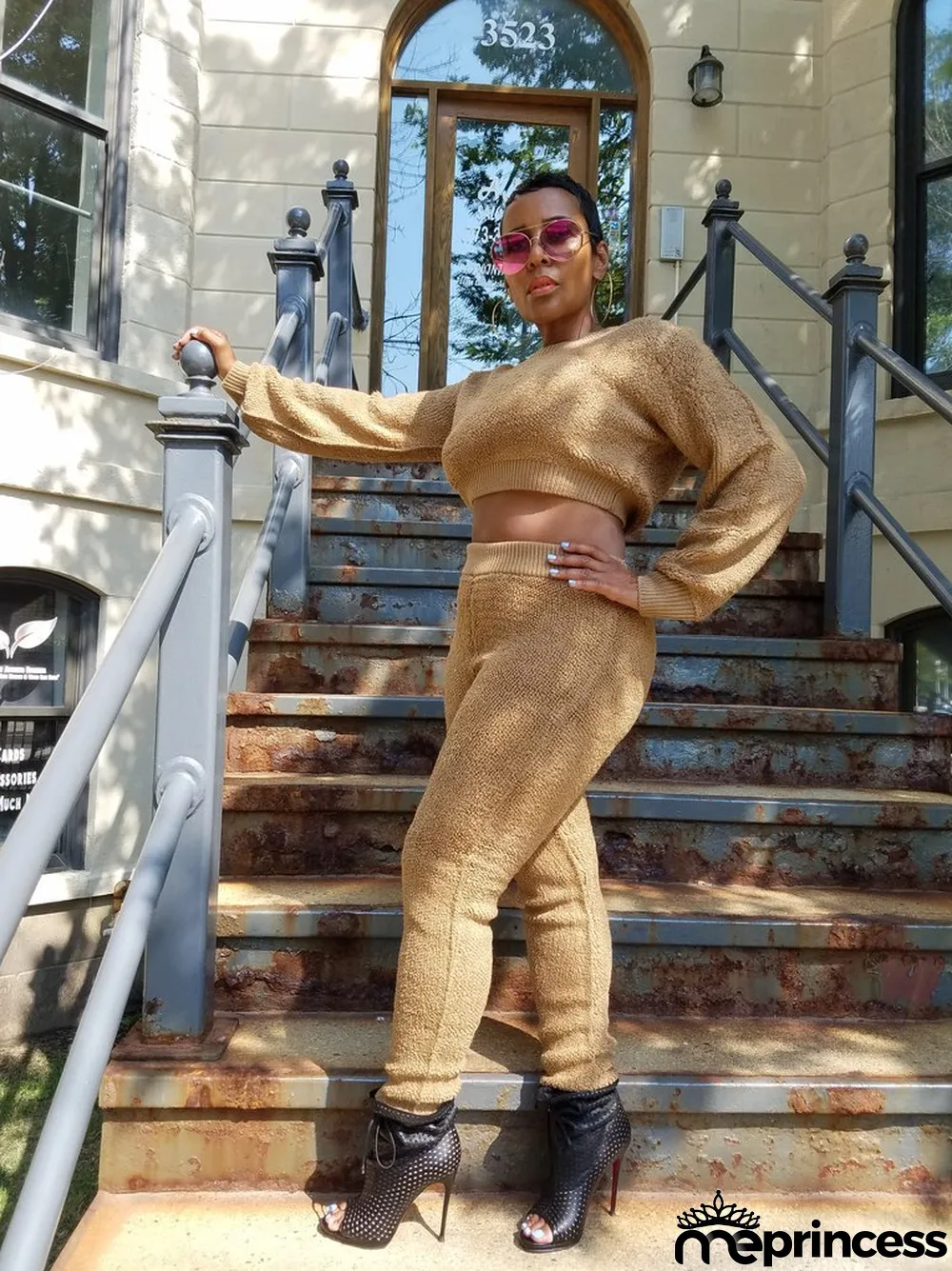 Solid Color Plush Long Sleeve Two Piece Suits