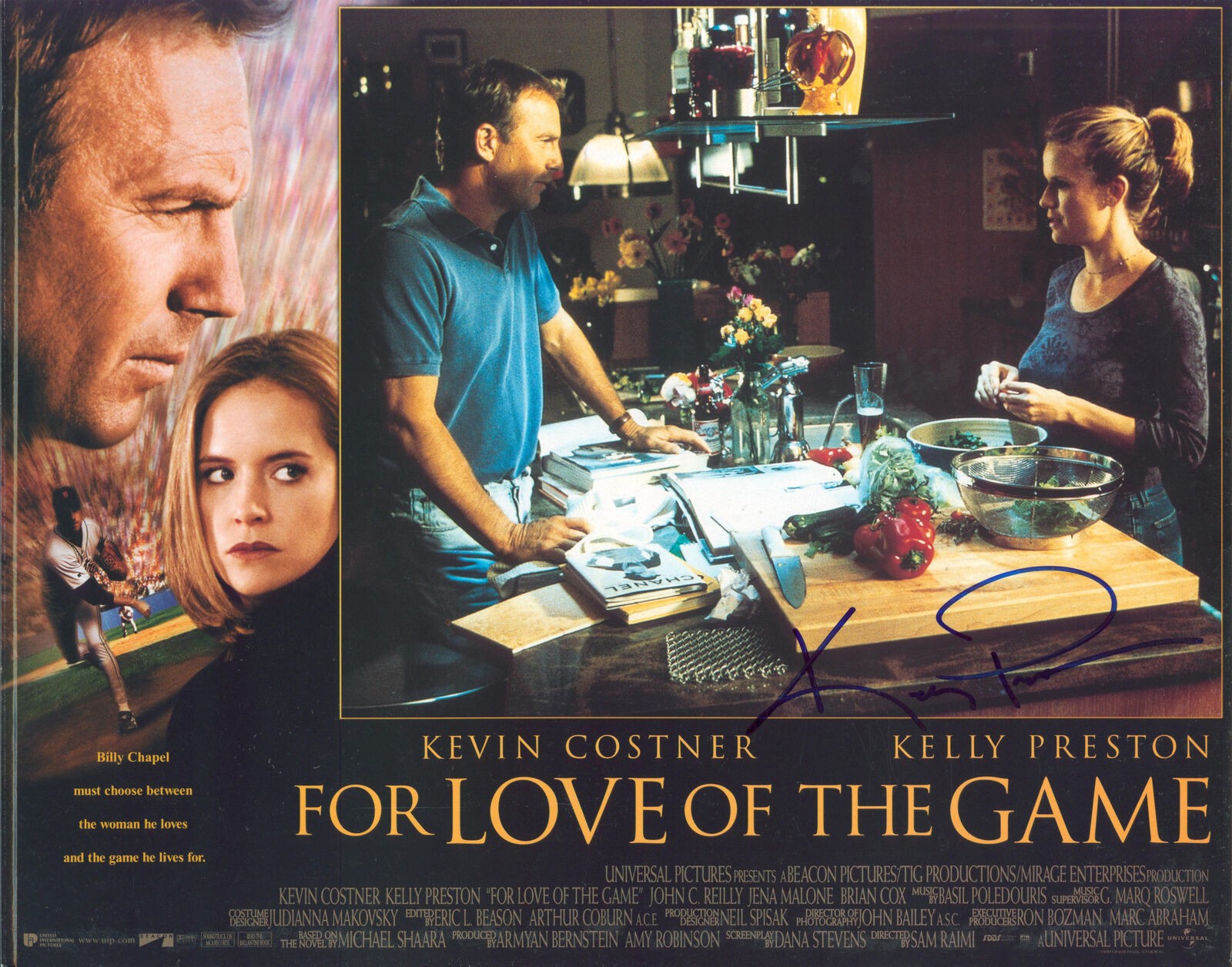 Kelly Preston For Love Of The Game Signed 11x14 Lobby Card Photo Poster painting JSA #J98317