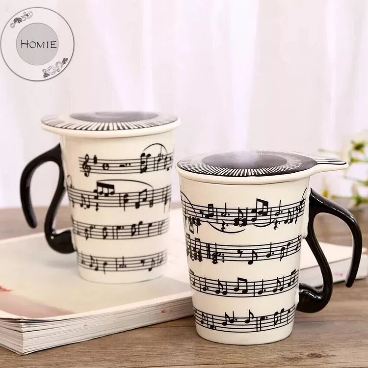 Ceramic Music Mug - Note Mug with Lid Coffee Mug