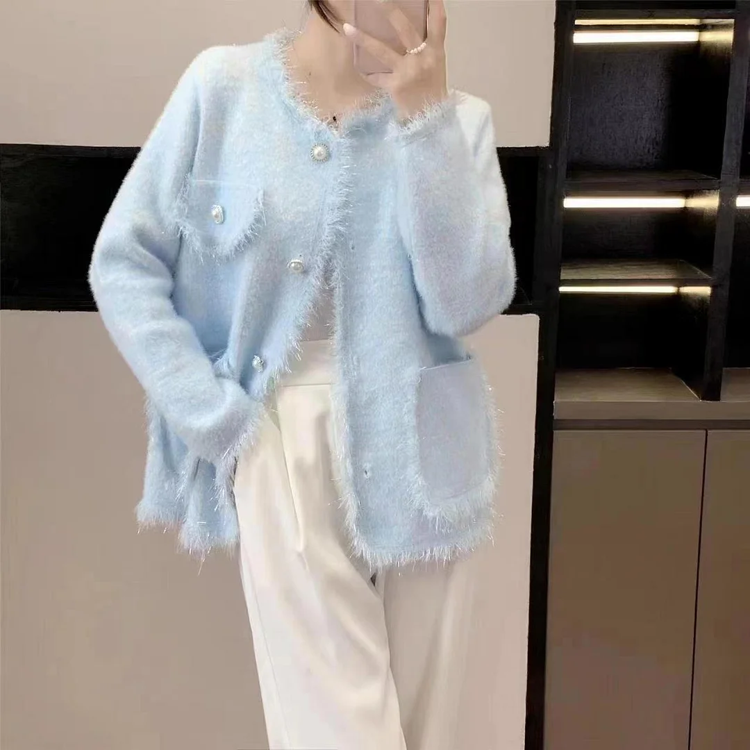 Toloer Toloer Fragrant Wind Fashion Coat Female Spring And Autumn Loose Tassel Short Money Outside The New Imitation Mink Velvet Cardigan-Outfit Ideas