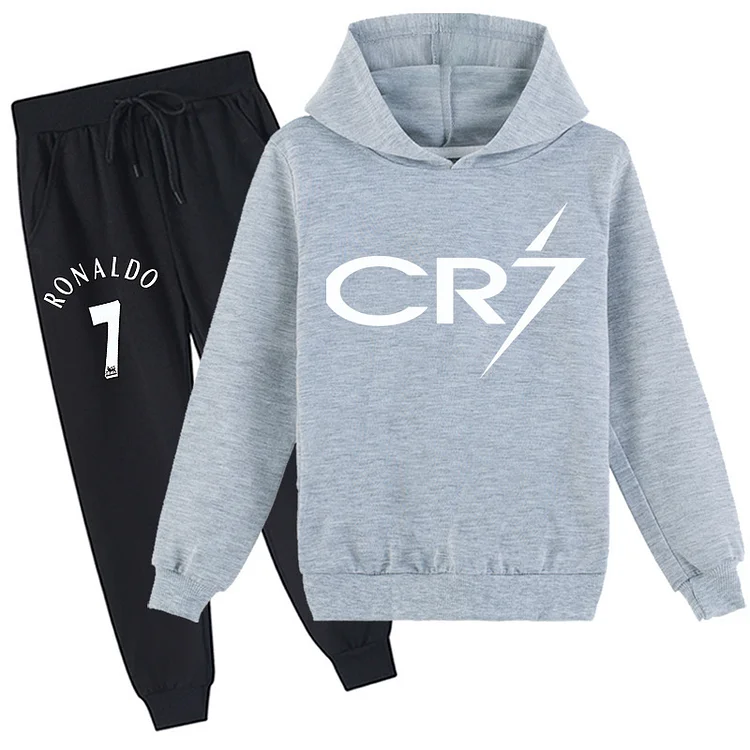 Mayoulove Cristiano Ronaldo inspired zipper jacket and trousers set - Perfect gift for young football fans!-Mayoulove