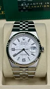 Rolex Land-Dweller 40mm Fluted Bezel White Honeycomb-Motif Dial Flat Jubilee - 127334 - New 2025