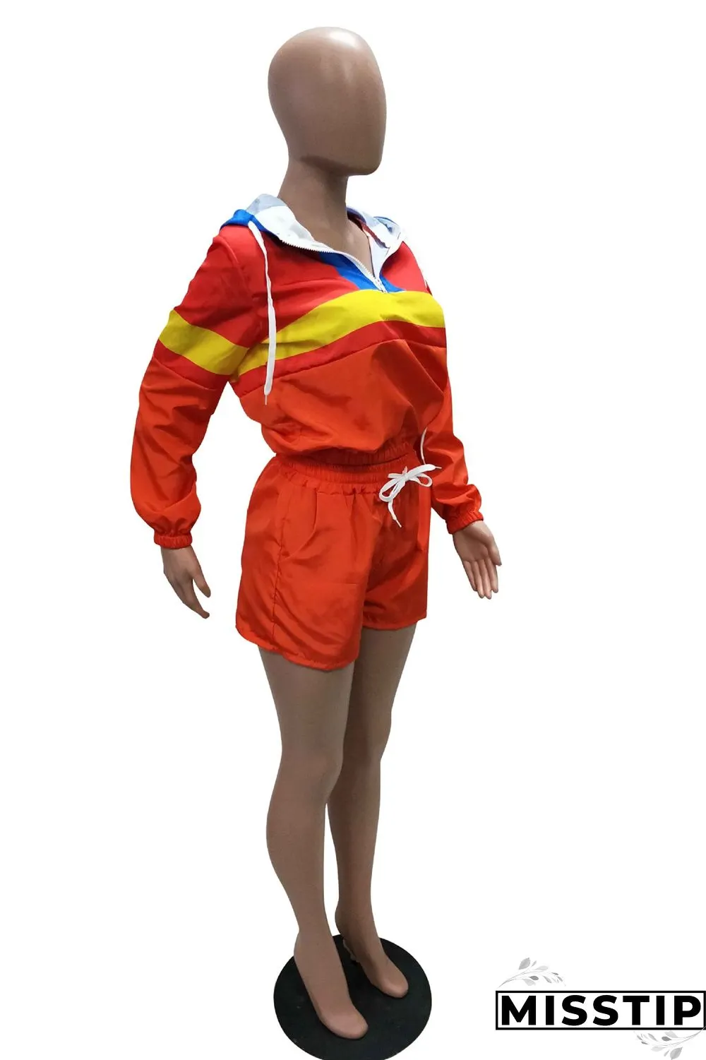 Green Casual Patchwork Sports Two-piece Set