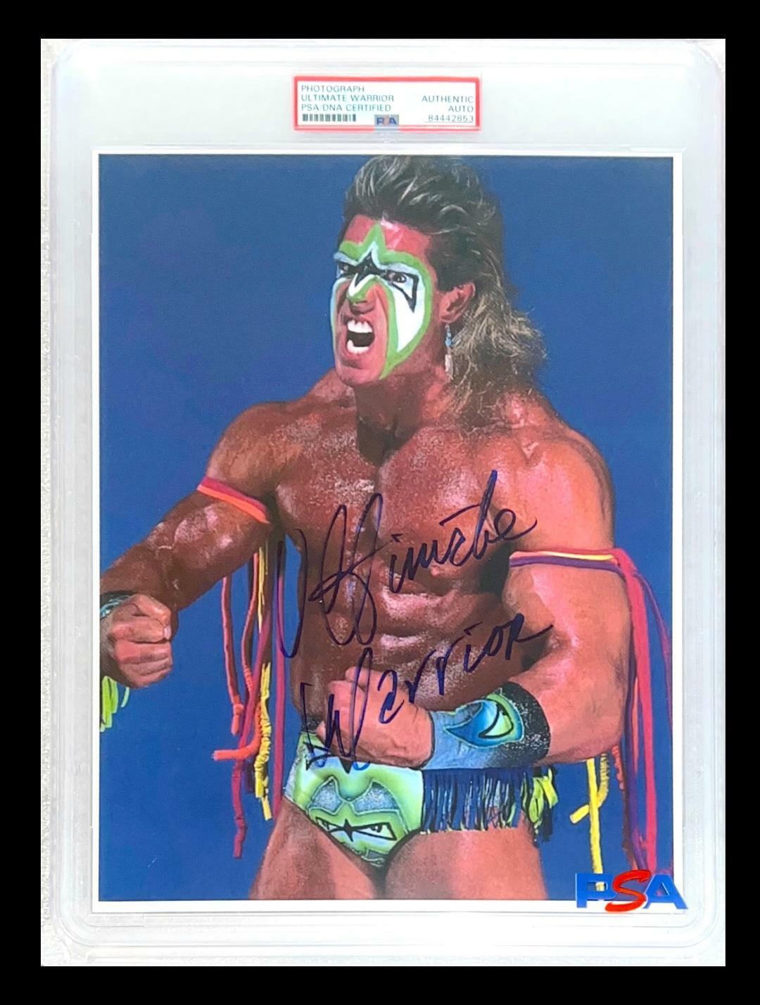 WWE ULTIMATE WARRIOR HAND SIGNED AUTOGRAPHED 8X10 Photo Poster painting ENCAPSULATED PSA COA 1