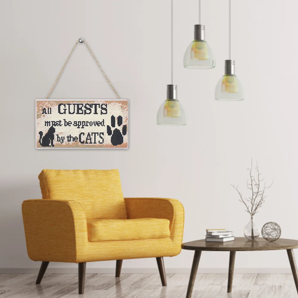 5D DIY Letter Full Drill Hanging Diamond Painting Craft Art Decor (Cat Paw)